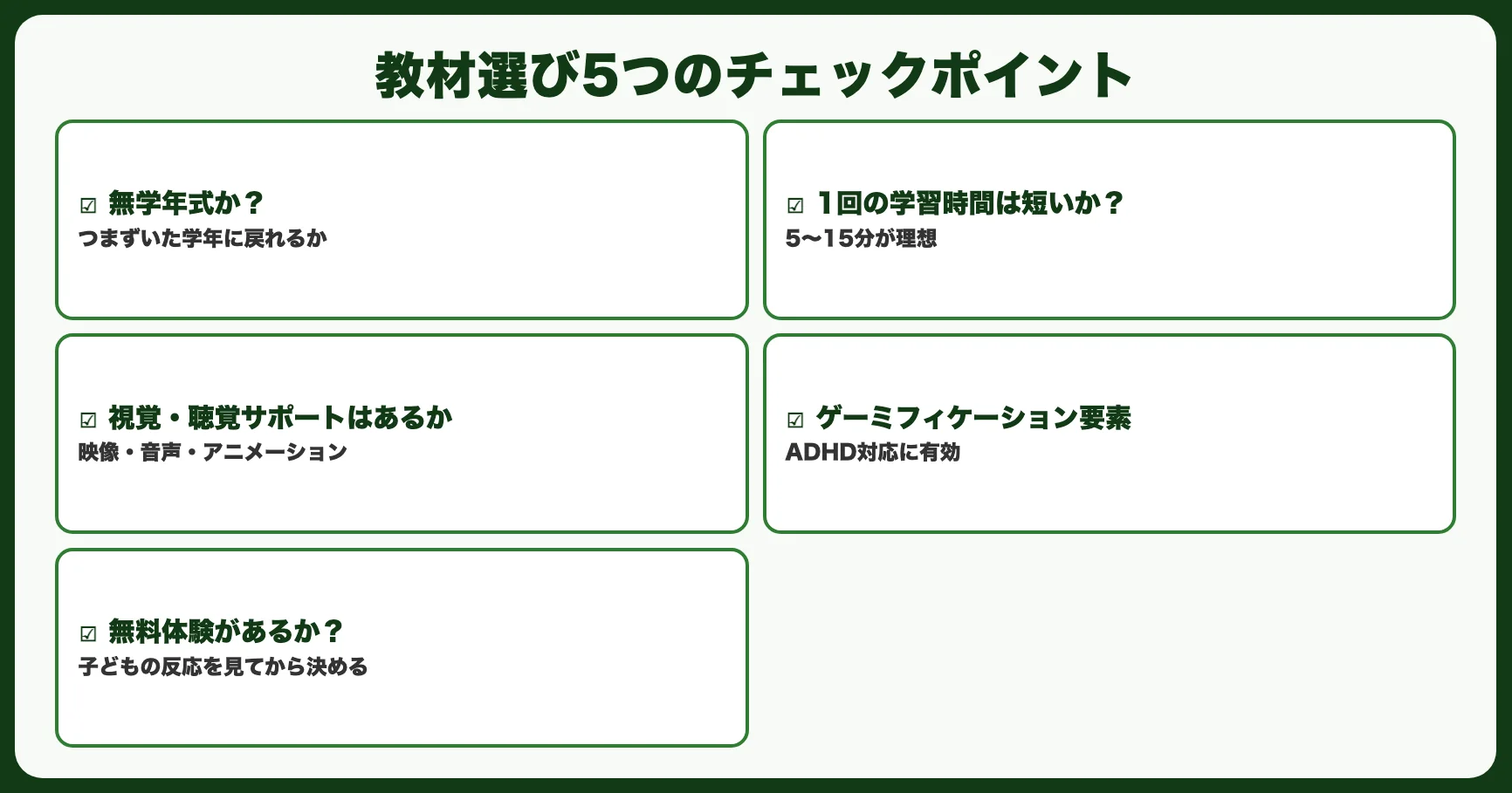教材選びの5つのチェックポイント