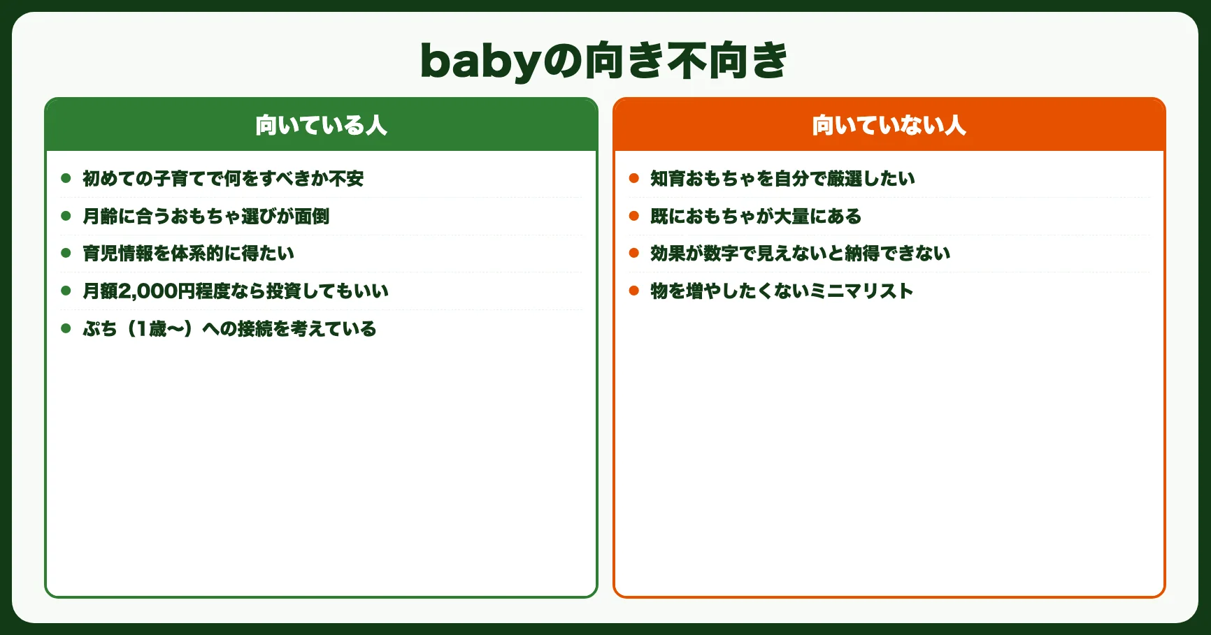 こどもちゃれんじベビーが向いている人・向いていない人